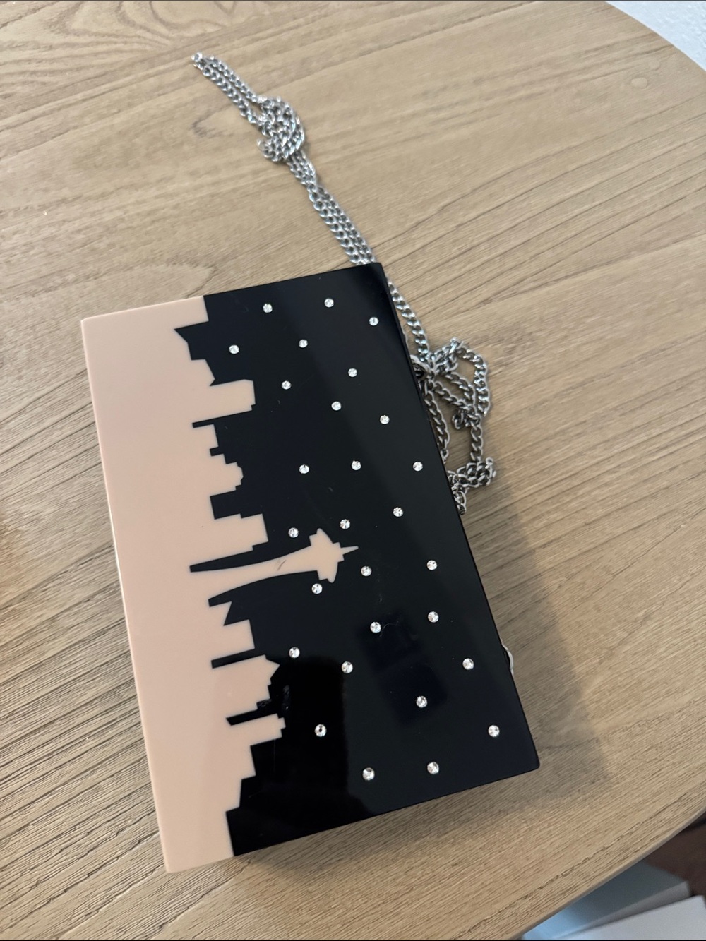 Seattle space needle collectible Black & Nude Skyline Rhinestone Box Clutch